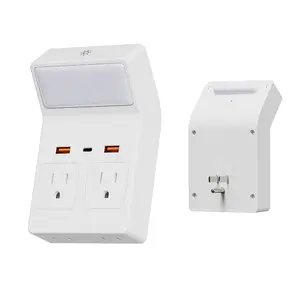 Smart Remote Control Night Light Socket, 4ac+4usb Fast Charging, Wall Plug Night Lamp, Adjustable 3 Colors, Timer Function, Fireproof Certified