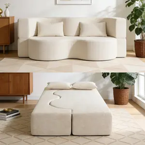 75''Sofa Couch Convertible Oversized Cloud Loveseat Minimalist Sleeper Sofa Bed for Living Room, Apartment, Office, No Assembly Required
