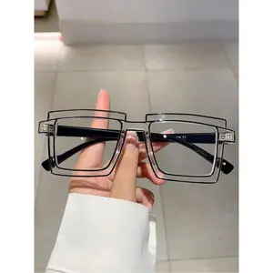Unisex Fashionable Large Square Frame Eyeglasses, Trendy Casual Eyeglasses for Women & Men, Fashion Eyeglasses for Work, Daily Clothing Decor, for Student Daily Use, Stylish Square Frames, Square Eyed Glasses