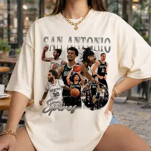San Antonio Spurs Shirt, Vintage Basketball Collage Graphic Tee