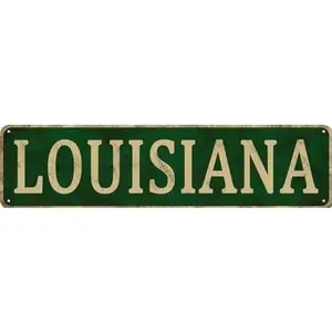 Vintage Metal Louisiana Sign America State Name Funny Tin Signs Wall Art Decor Poster for Home Bar Farmhouse Office Home Classroom Garage Indoor Outdoor Gift, 4X16 Inch Aluminium