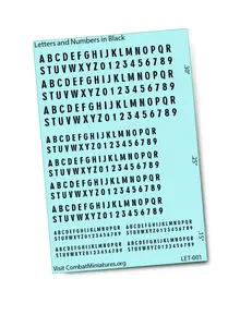 Letters & Numbers in Black Waterslide Decals