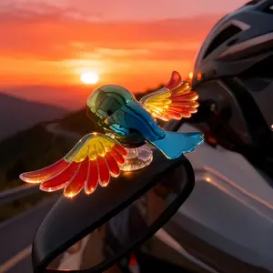 Dynamic Flapping Wing Bird Car Ornament - Wind-Powered Flying Bird Dashboard Decoration for Car, Motorcycle & Helmet, Waterproof Cute Car Accessory