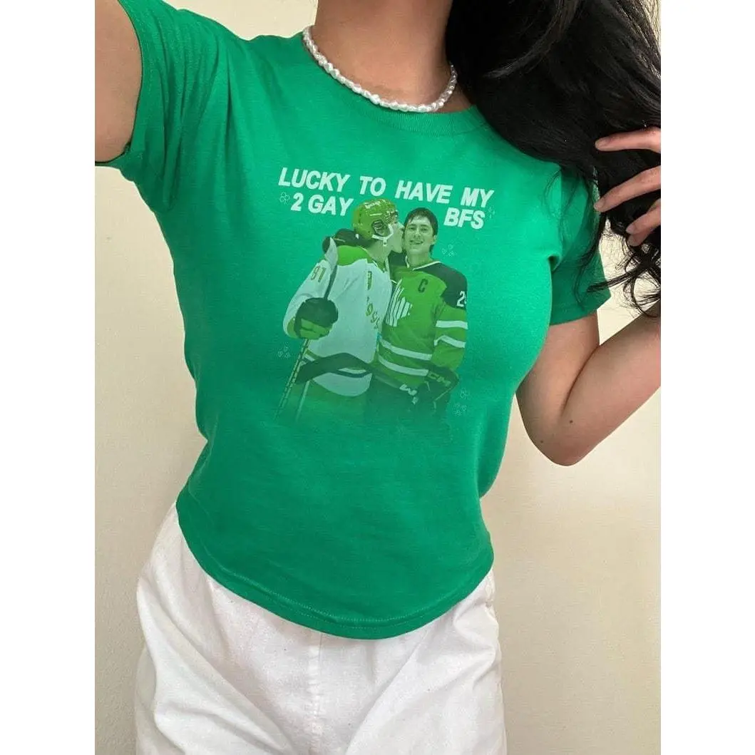 [Sale Up To 50%] St. Patricks Day Hudson Williams Connor Storrie Baby Tee, Saint Pattys Rivalry Inspired Crop Top, Ilya Shane Hollander, Heated Gay Hockey, Womens Graphic Tee