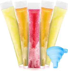 100PCS Ice Popsicle Mold Bags  BPA Free Freezer Zip Pops for Juice, Yogurt & Smoothies