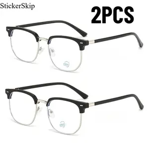 2026 New 2 Pairs Ultra-Light Semi-Rimless Photochromic Glasses for Men & Women, Anti-Blue Light Business Casual Eyewear, Classic Stylish Design for Office, Daily Commute & Outdoor Use, Lightweight Comfortable Frames, Perfect  Gift Idea