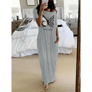 Women’s butterfly print round-neck pajamas, casual soft and comfortable short-sleeved pajamas for everyday wear, all-season women’s pajamas, casual and comfortable pajamas GARMENTARY