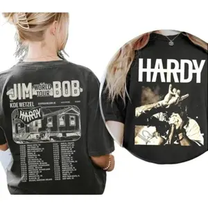 Hardy And Koe Tour 2025, Hardy Shirt, Country Music Shirt, Music Lover Shirt, Koe Wetzel Music Merch,Two Side JIM World Tour BOB Shirt, hardy t shirts, Mens Womenswear Top Cotton Fit