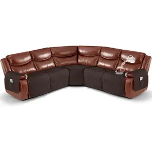 Recliner Sectional Couch Covers,  Couch Cover for Reclining L Shape Sofa 5 Seat Reclining Sectional Couch Covers with Pockets (L Shape 5 Seat Recliner Cover, )