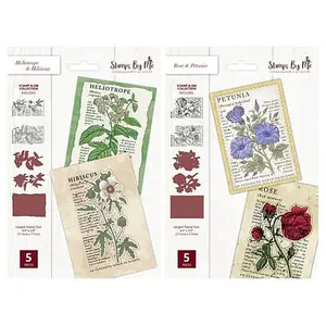 Crafts & Sewing Stamps by Me Vintage Script Floral Stamps and Dies - Set of 2