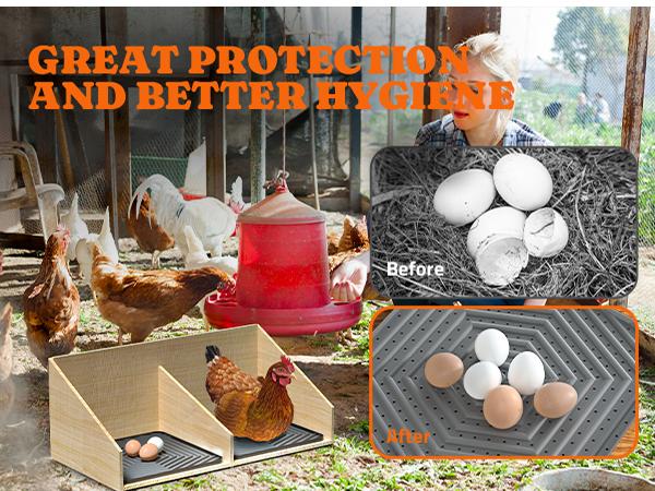 Pawtners Chicken Nesting Box Pads, 6-Pack Value Washable Reusable Silicone Mat Liners (12x12in) for Chicken Coop Hens, Egg Protection, Reduces Cracking Poultry Bedding Mats
