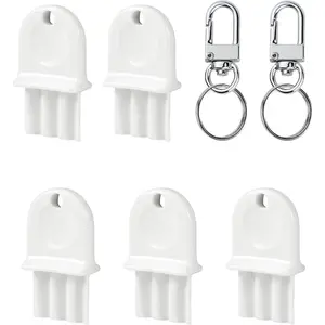 5-Pack Hard Plastic Universal Waffle Toilet Paper Dispenser Key for Paper Towel and Soap Dispensers, 2 Keychains Included