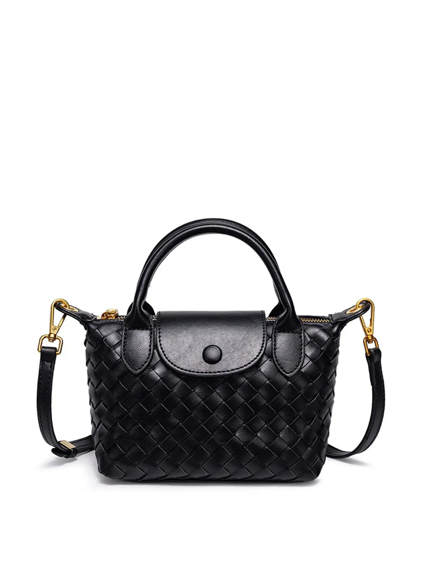 Women's Woven Handbag Fashion Small Square Bag Shoulder Crossbody Bag Trendy Versatile Dumpling Bag Fashionable Handbag PU Leather Bag
