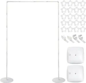 6.5 Feet Balloon Arch Stand with Balloon Base, 2 Set 78.7 Inch Balloon Column Stand Kit with Base, Bags andGlue Point, Balloon for Wedding, Birthday and Decoration