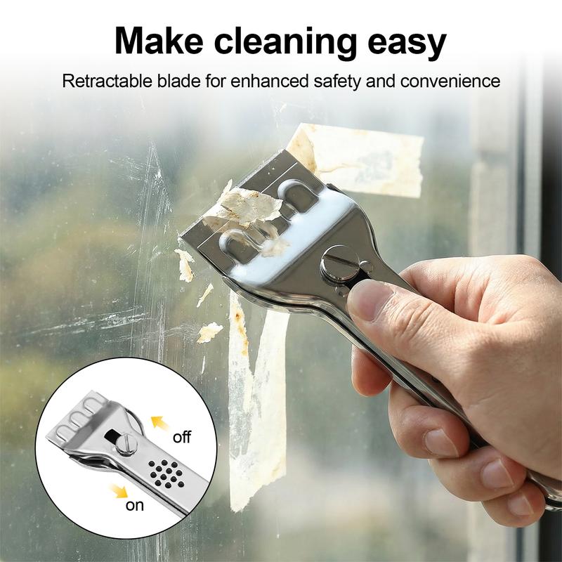 Razor Blade Scraper Tool, for Glass Ceramic and Induction Cooktops Glass Cooktop Stove Scraper with 5PCS Replacement Accessories for Glass Clean,Paint,Old Label,Decal Sticker,Adhesive Remover