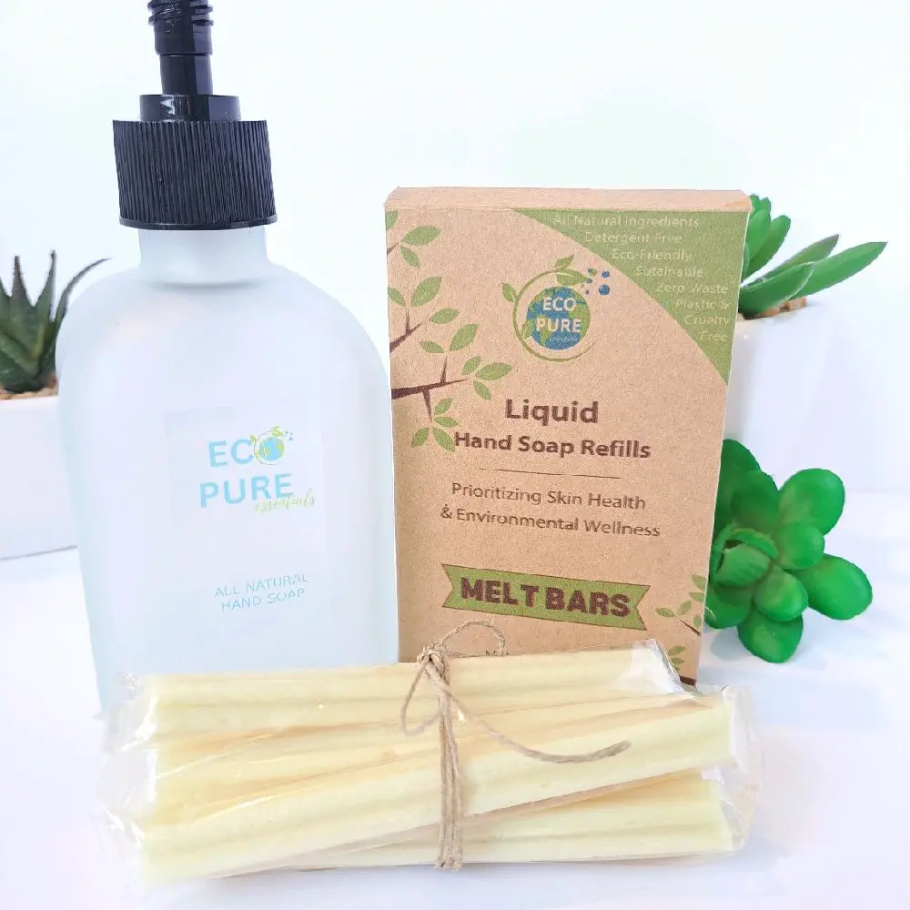 100% All Ingredients Readily Bio-Degrade EcoPure 48 oz Natural Faoming Hand Soap Refills Melt Bars 6 Pods Zero Waste Eco-Friendly Product