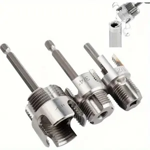 3-Piece Heavy-Duty PVC Plastic Pipe Threading Tool Set, 1/2" 3/4" 1" Internal External Threads Electric Drill Compatible, For DIY and Professional Plumbing Installations, Dual Use Hand Tools Compatible with PPR MPP Pipes Summervibes