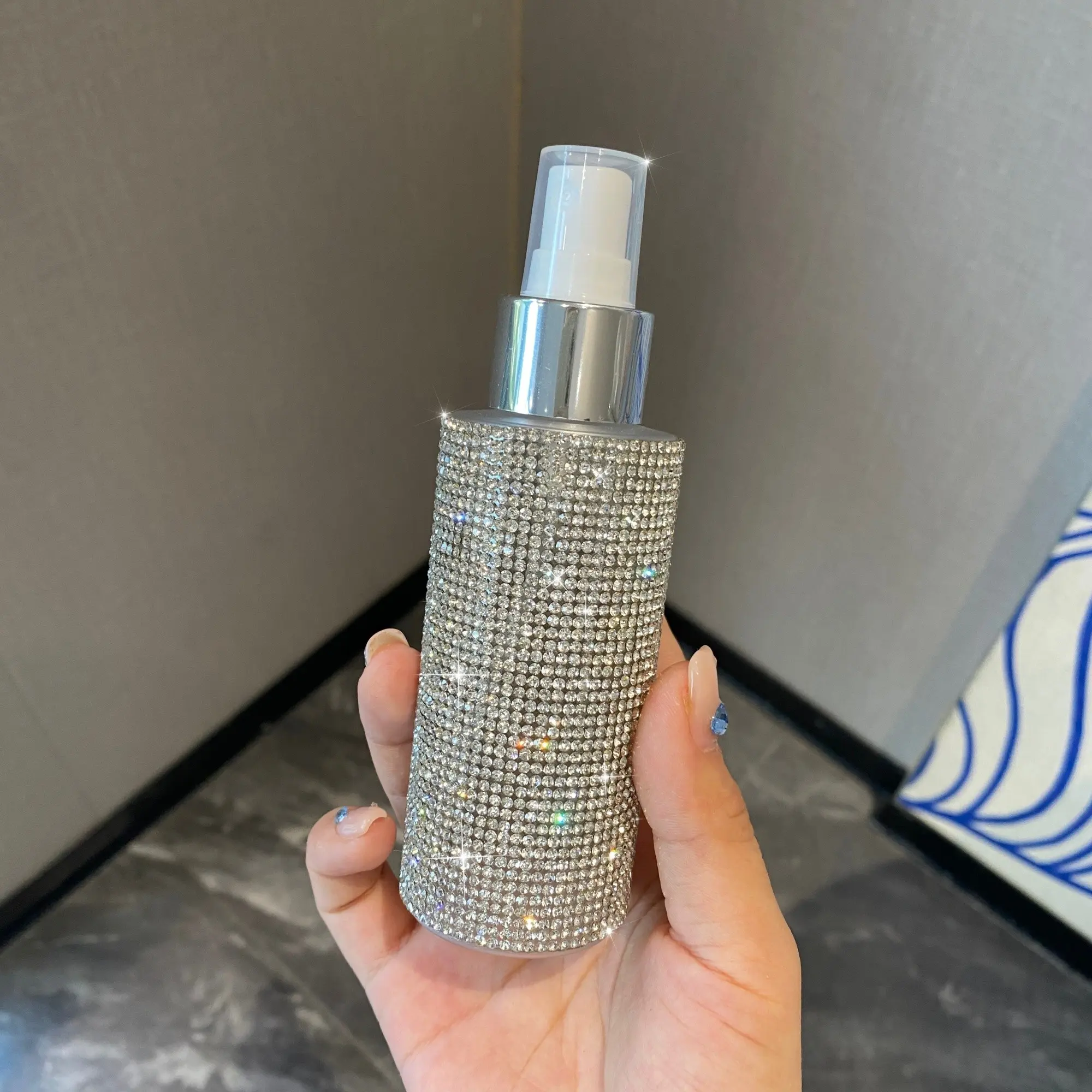 Luxurious Rhinestone Makeup Bottle, Handmade Bling Water Bottle, Press Spray Bottle, Travel Home Beauty Tool, Perfect Gift