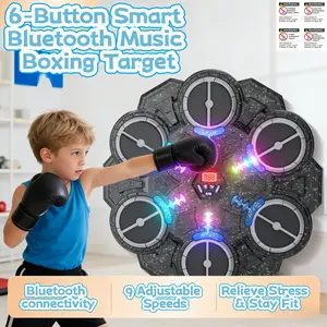 Rechargeable Stress Relief Boxing Target, Smart Blue Night Music Boxing Pad + Cool Flashing Lights, Bluetooth-compatible Link, 9 Speed Settings