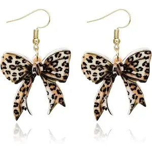 ChicBloom B Cheetah Print Leopard Earrings for Women Cheetah Leopard Accessories Jewelry Cheetahs Leopards Ears Headband Accessories Gifts Stuff Jewelry Black Bow Earrings Dangle