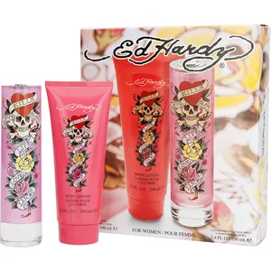 Ed Hardy Set-Eau De Parfum Spray 3.4 Oz & Body Lotion 6.8 Oz For Women Ed Hardy Set-Eau De Parfum Spray 3.4 Oz & Body Lotion 6.8 Oz For Women