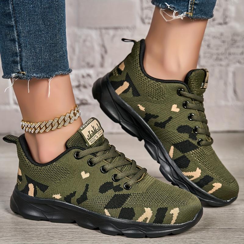 Women'S Camouflage Running Shoes - Lightweight, Breathable, Durable Fabric - Fashionable Lace Up Design Suitable For Outdoor Activities
