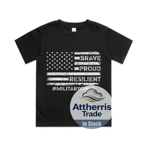 Military Kids Shirt Adult Purple 2025 Month Military Child Cotton T-shirt, Graphic Print Round Neck Short Sleeve Casual Tee for Boys Girls