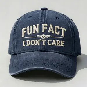 Fun Fact I Don't Care Hat – Adjustable Vintage Washed Baseball Hat – Gift for Dad Husband