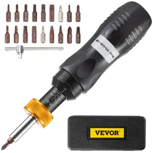 【fathersdaygift】VEVOR 1/4" Drive Torque Screwdriver Wrench Set, 10-50 in-lbs Torque Adjustment Range, Torque Range Accurate to ±5%, 5 in-lb Increment Torque Screwdriver with 18 Bits & Case