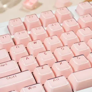 Cute Pink Jelly Crystal Keycaps, OEM Profile, Compatible with Mechanical Keyboards (Keycaps Only, 134 Keys)