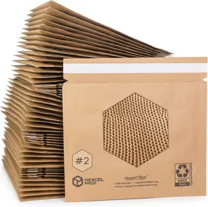 IDL Packaging Large 9.875" x 9.5" Paper Bubble Mailers #2, Pack of 60 - Alternative to Plastic Padded Envelopes - Patented Honeycomb Paper Filler - Great for Shipping Documents, CDs, Fragiles