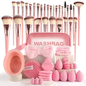 56pcs Makeup Brush Set, Professional Synthetic Bristle Brushes, Makeup Brush Kit, Includes Beauty Sponge, Powder Puff, Hair Tie, Brush Cleaner, Storage Bag