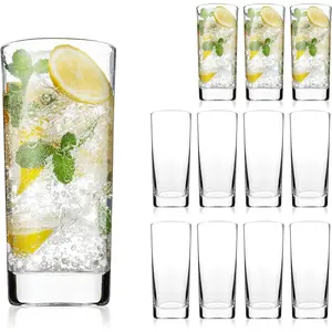 Highball Glasses Set of 12, 13oz Tall Drinking Glasses, Water Glass for Kitchen, Tom Collins Mojito Cocktail Glasses for Bar Glassware