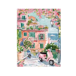 1pcs Peach Blossom Path Paint by Numbers Art Painting Kit 16x20 Inch Unframed for Beginners DIY Acrylic Painting, Perfect Wall Decor Gift, Diy Decorative Painting