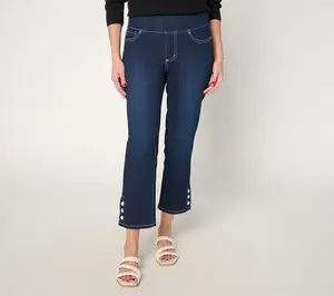 Belle by Kim Gravel Petite Primabelle Denim Button Cropped Jean
