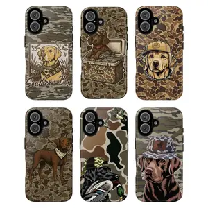 Retriever Camouflage Phone Case Set, yellow black chocolate Labrador puppy duck cooler cap bandana bucket hat hunter outdoor rustic pet lover faith aesthetic gift play now, iPhone
