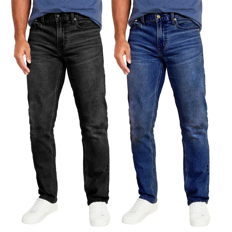 Men's 2 Pack Flex Stretch Slim Straight Jeans with 5 Pocket (Sizes, 30-42)