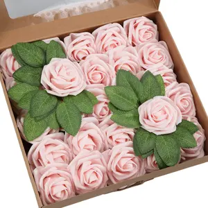 25Pcs/Set Artificial Flowers,Real Looking Ivory Foam Fake Faux Roses with Stems for DIY Wedding Bouquets White Bridal Shower Centerpieces Arrangements Party Tables Home Garden Yard Decor Christmas Gifts,Hand Tools Kits