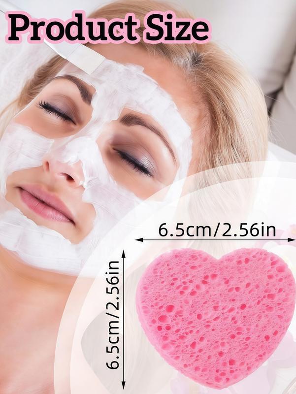 LMMAKE Natural Facial Cleansing Sponges 20pcs Heart-Shaped Puffs for Makeup Removal & Gentle Exfoliation Chemical-Free 100% Natural Material for Sensitive Skin Care Perfect for Travel Daily SPA Rituals & Eco-Conscious Beauty Regimens