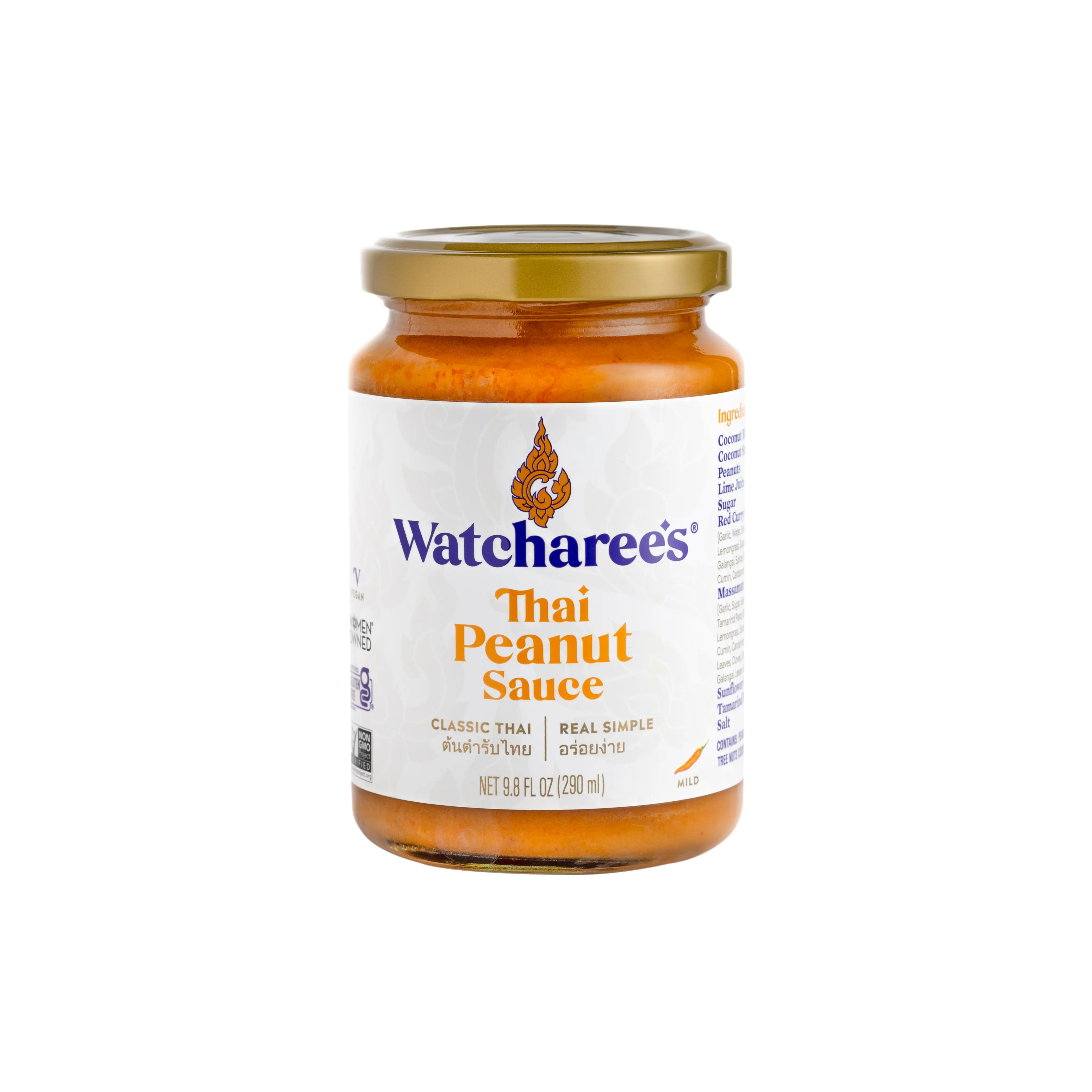 Thai Peanut Sauce | Rich, Savory, Tangy & Mildly Spicy Flavorful Sauce for Grilled Meats, Spring Rolls, Noodles, Veggies & Wraps - Authentic Thai Flavor - 9.8 fl oz