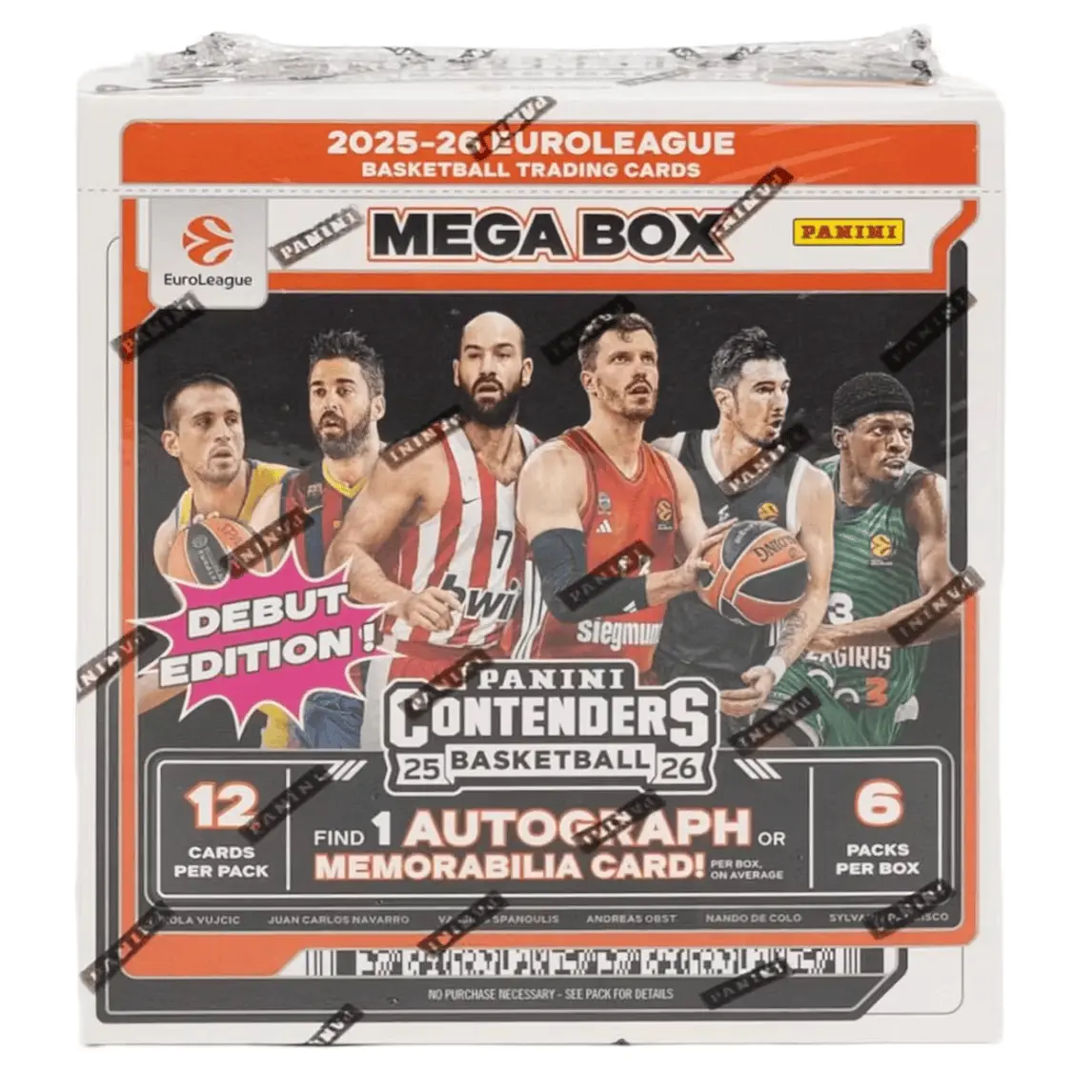 2025/26 Panini Contenders EuroLeague Basketball Mega Hobby Box (6 Packs Per Box, 12 Cards Per Pack)