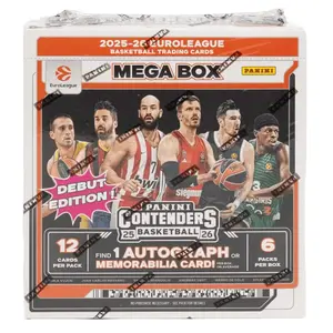 2025/26 Panini Contenders EuroLeague Basketball Mega Hobby Box (6 Packs Per Box, 12 Cards Per Pack)