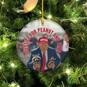 Trump Justice for Peanut And Fred Christmas Ornament, Republican Christmas Ornament