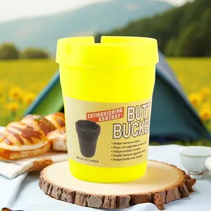 Portable Ashtray - Compact & Hygienic Butt Bucket with Lid for Camping Outdoor Car RV Picnic Windproof Ash Tray for Smokers Design 1Pcs Trash Disposal