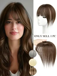 5x9cm Real Human Hair Hairline Topper, Clip in Natural Straight Texture Hair Extensions, 8-14 Inches, Human Hair Pieces, Perfect for Daily Use