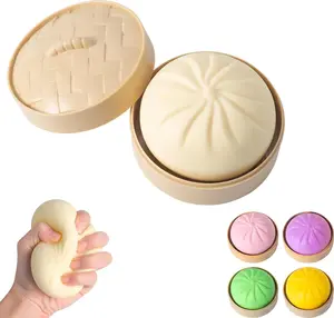 New Big Dumpling Squishy Box - Mysecret Bun with Steamer Box, Soft TPR Silicone Fidget Toy, 3.39" Office Desk Decor, Stress Relief Surprise Gift for Adult & Kids (Valentine's Day/Mother's Day)