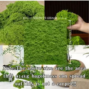 Outdoor simulated green plants 148g coverage area [about 19.68 inches/43.30 inches] Large artificial moss pad - for indoor/outdoor decoration, DIY, indoor gardening, natural appearance, easy to cut, outdoor decorator