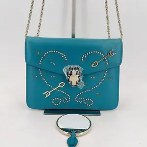 Pre-owned Bvlgari leather Crossbody Bags Teal Serpenti Chain Shoulder Bag