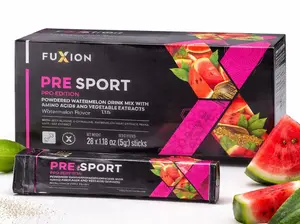 FuXion Pre Sport Pro Edition Watermelon Flavor Energy Drink 28 Sticks 5g Each for Workout Performance and Endurance