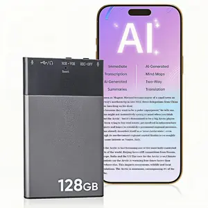 128GB AI Voice Recorder, Note Voice Recorder - Transcribe & Summarize, AI Noise Cancellation Technology, Supports 118 Languages, APP Control Audio Recorder for Lectures, Meetings, Calls